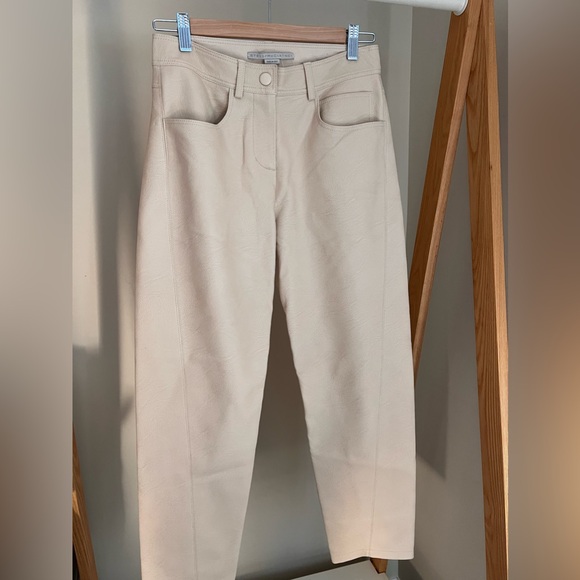 Stella McCartney Altermat beige straight leg faux leather trousers pants 36 - Picture 4 of 11